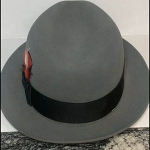 Vintage Dobbs Fifth Avenue Mens Grey Fur Felt Fedora Hat - 7 1/4